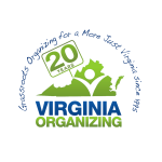 Virginia Organizing 20th Anniversary Logo white background large canvas